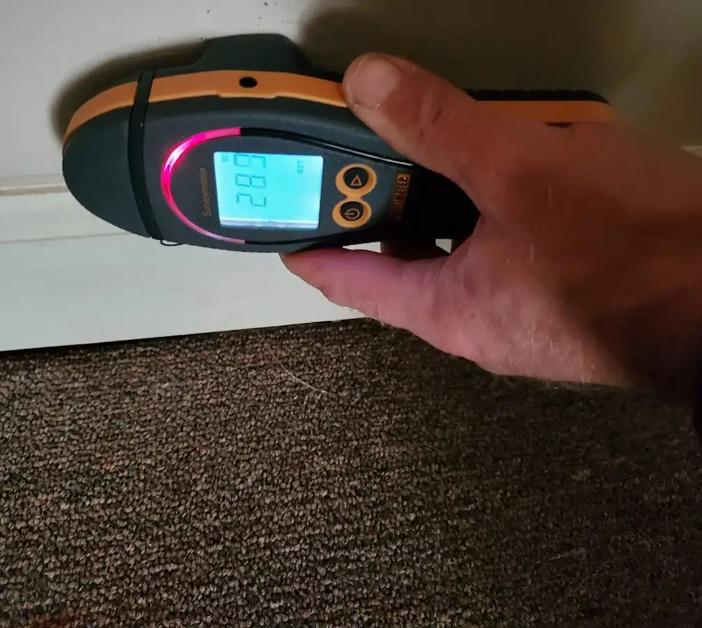 Moisture detection at baseboard during Burst Pipe Cleanup in McHenry