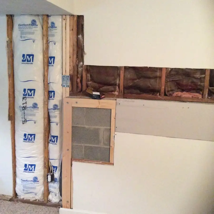 Wall insulation replacement during Basement Flood Cleanup in McHenry